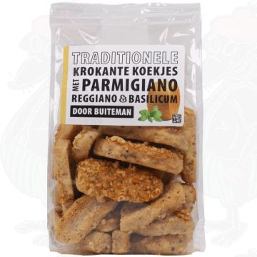 Buiteman Traditionele Krokante Koekjes met Parmigiano Reggiano & Basilicum 100 g