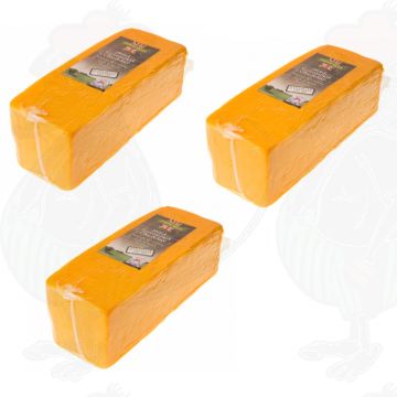 3 X Fromage Cheddar Rouge - Doux - Bloc | Ensemble 7,5 kilos