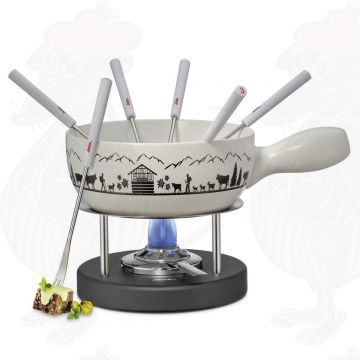 Cheese Fondue Set Montana - White - Black