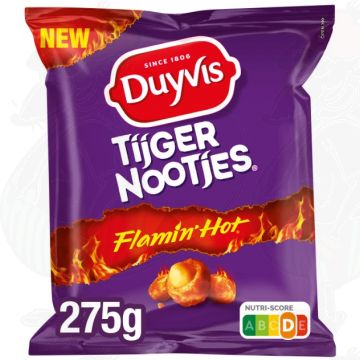 Duyvis Tijgernootjes Flamin Hot Pinda Cacahuètes 275 gr