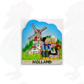 Magneet Boer en Boerinnetje - molen - kleur