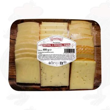Naturel * Mélange de 3 Poivres * Fumé | Fromage à Raclette en Tranches | 800g