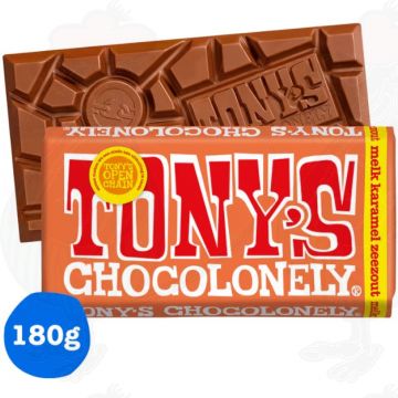 Tony's Chocolonely Sel de Mer Lait Caramel Chocolade Reep 180 g