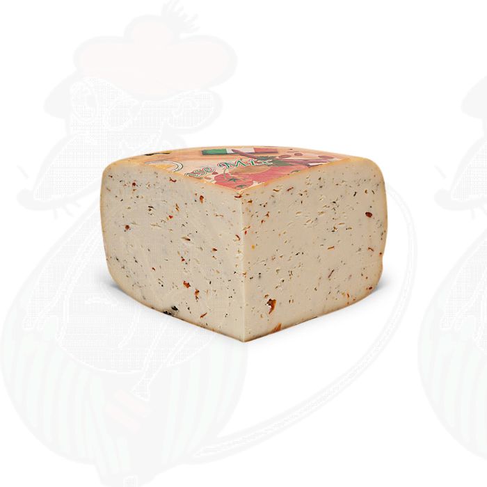 Fromage Gouda aux olives et tomates | Fromage Gouda de qualité supérieure main product photo